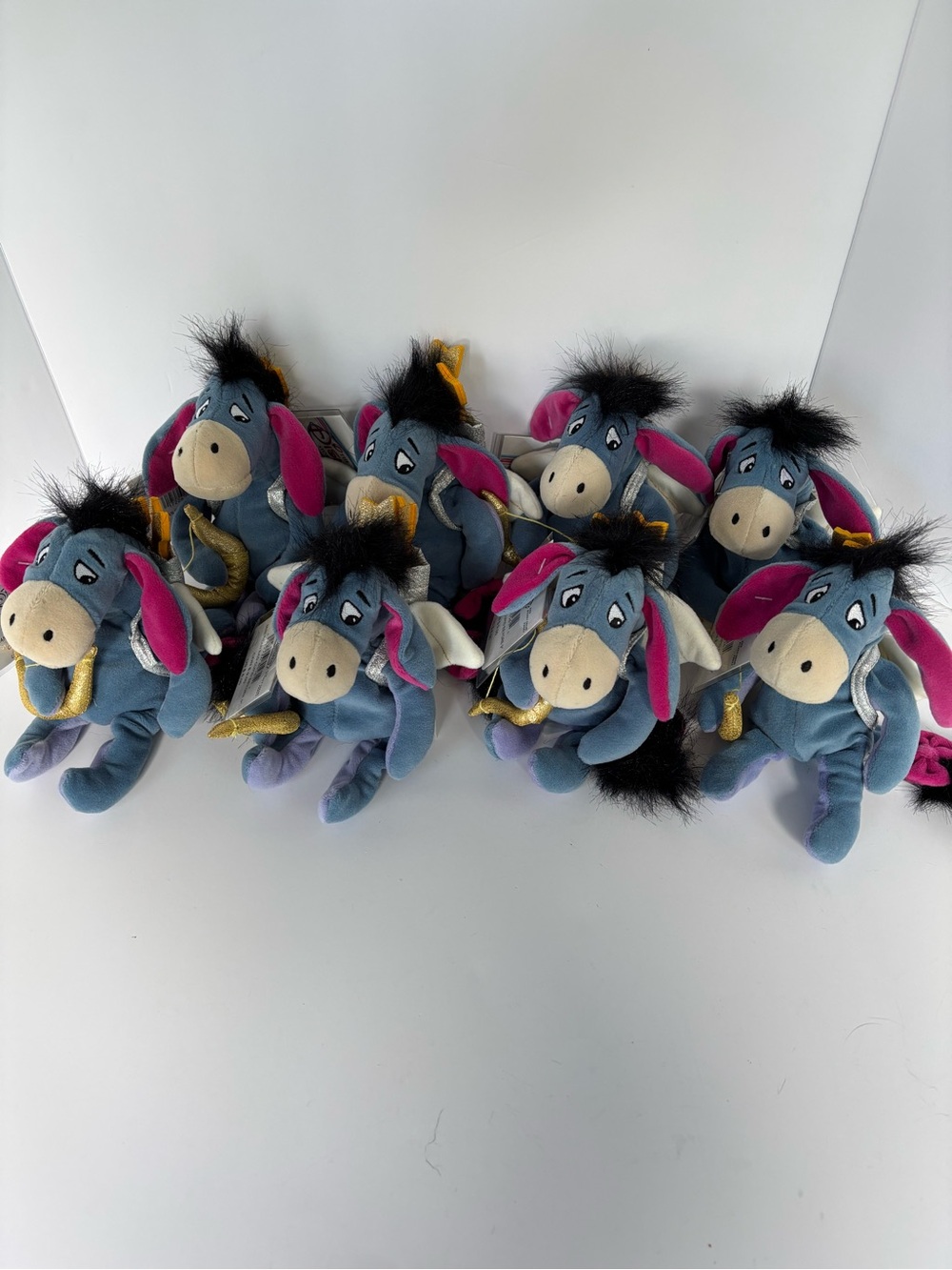 Lot of 8 Vintage Disney Store Cupid Choir Angel Eeyore Bean Bag Plush 9" NWT